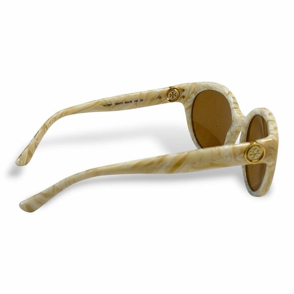 Tory Burch TY7087 Round Sunglasses in Ivory Marble | EUC main image 5